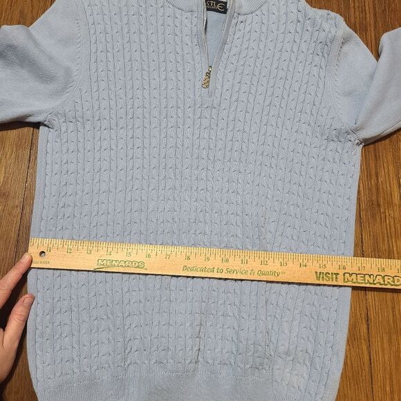Castle of Ireland Zip front sweater. Baby blue. SZ 12 - Picture 5 of 8